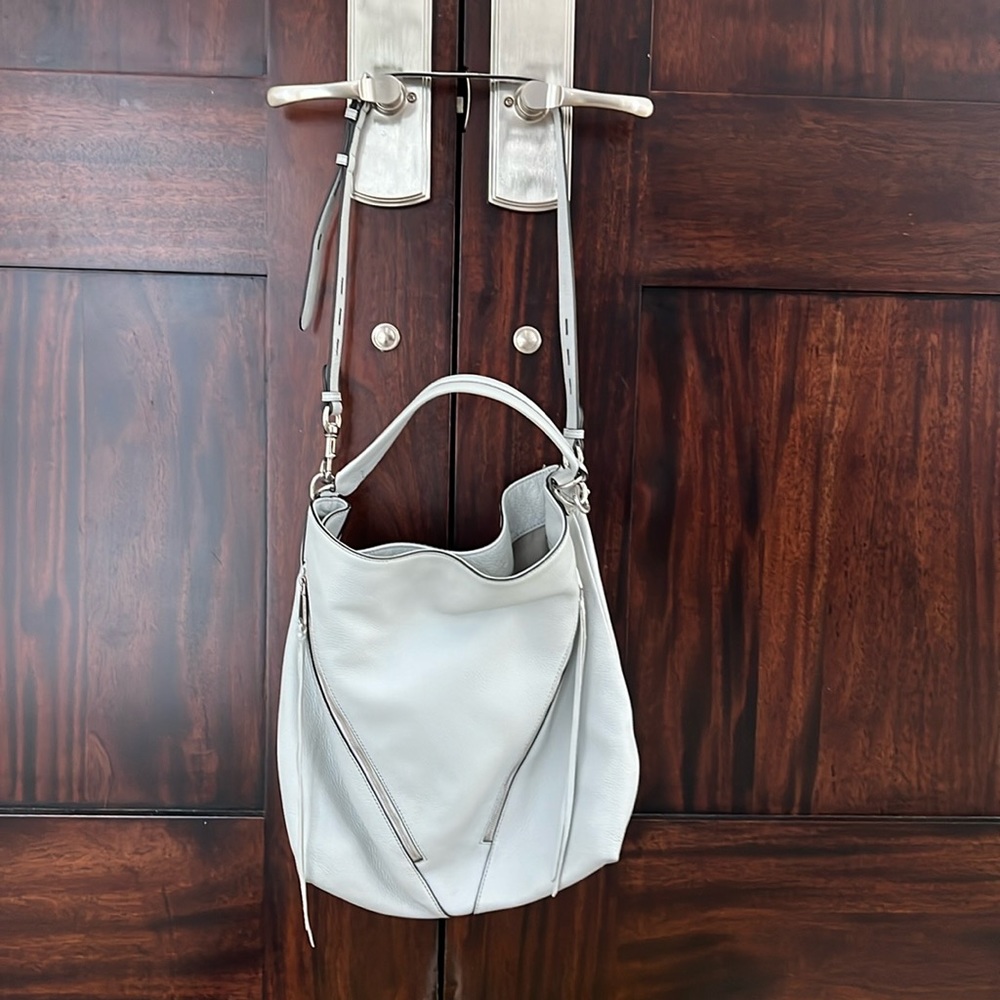 NWT Rebecca Minkoff handbag.  Very light gray leather. Original price $328.